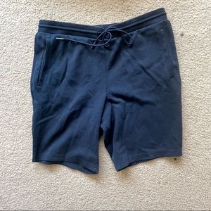 Express Solid Double Knit Drawstring Shorts in Navy